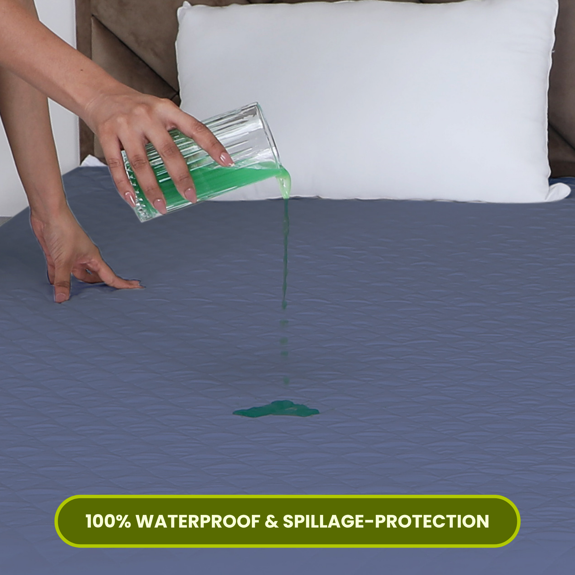 Quilted Grey Mattress Protector #fitting_corner-elastic-straps