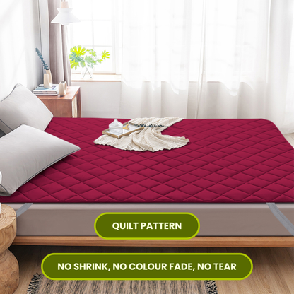 Quilted Maroon Mattress Protector 