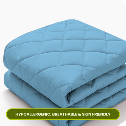 Quilted Sky Blue Mattress Protector 