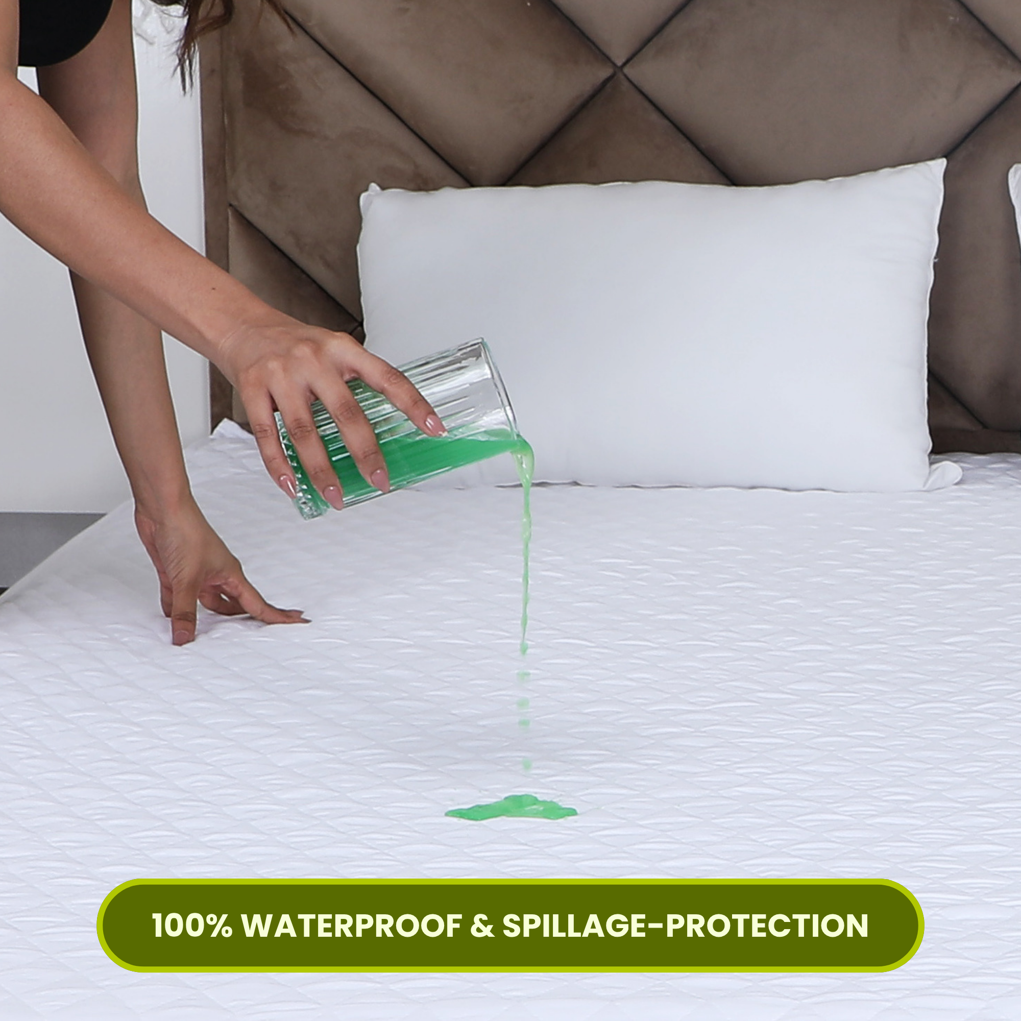 Quilted White Mattress Protector #fitting_corner-elastic-straps