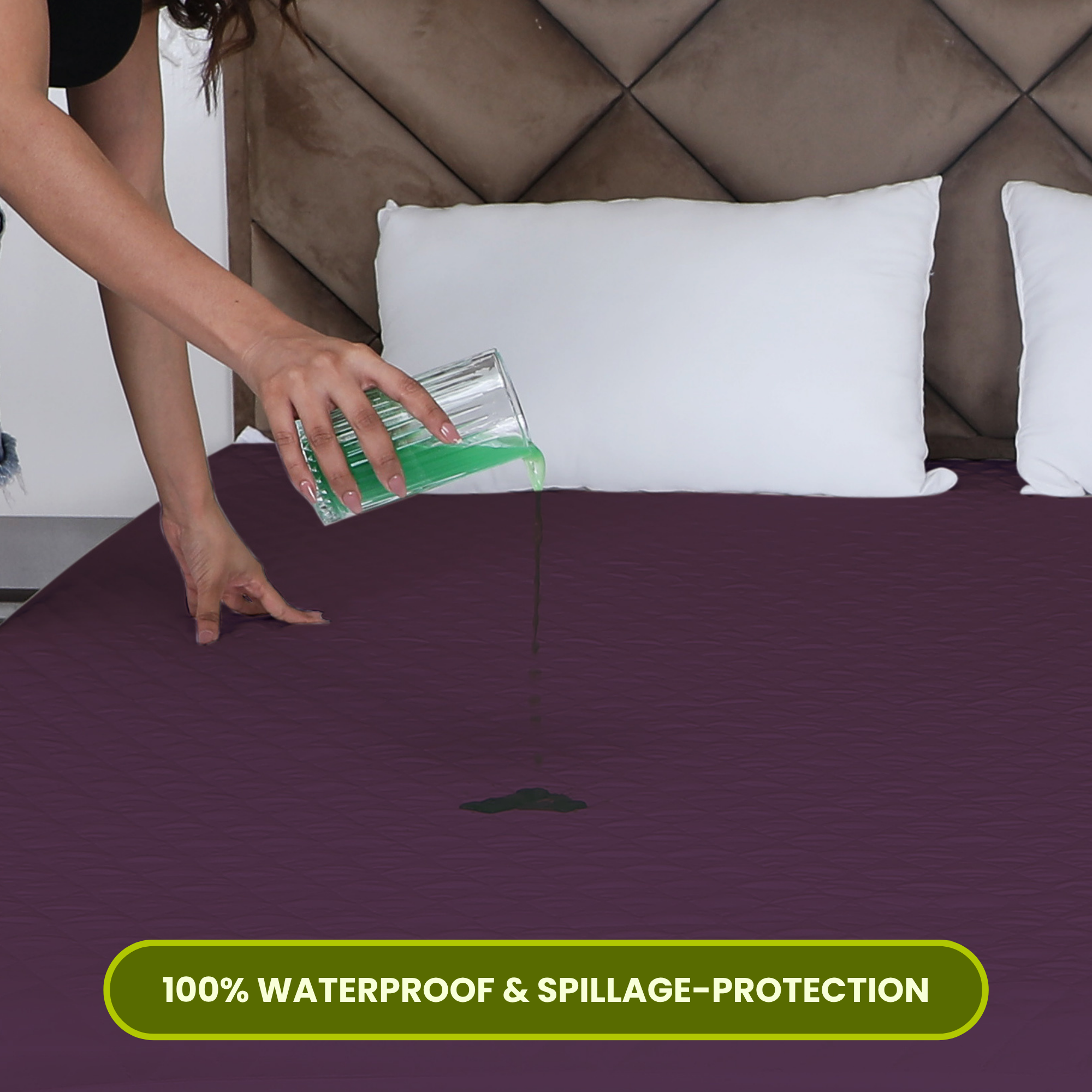 Quilted Wine Mattress Protector #fitting_corner-elastic-straps