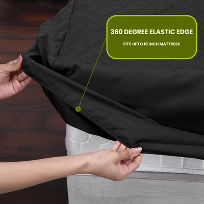 Quilted Black Mattress Protector 