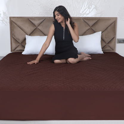 Quilted Brown Mattress Protector 
