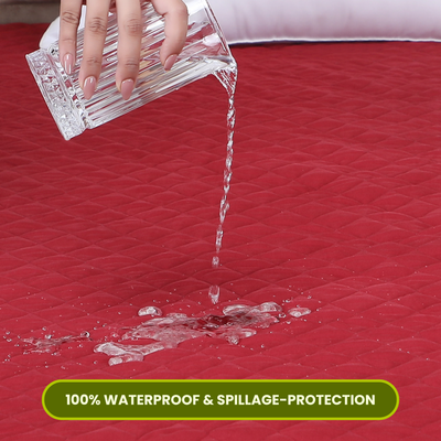 Quilted Maroon Mattress Protector 