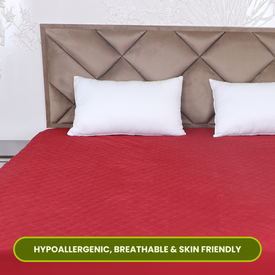 Quilted Maroon Mattress Protector 