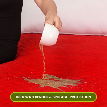 Quilted Red Mattress Protector 