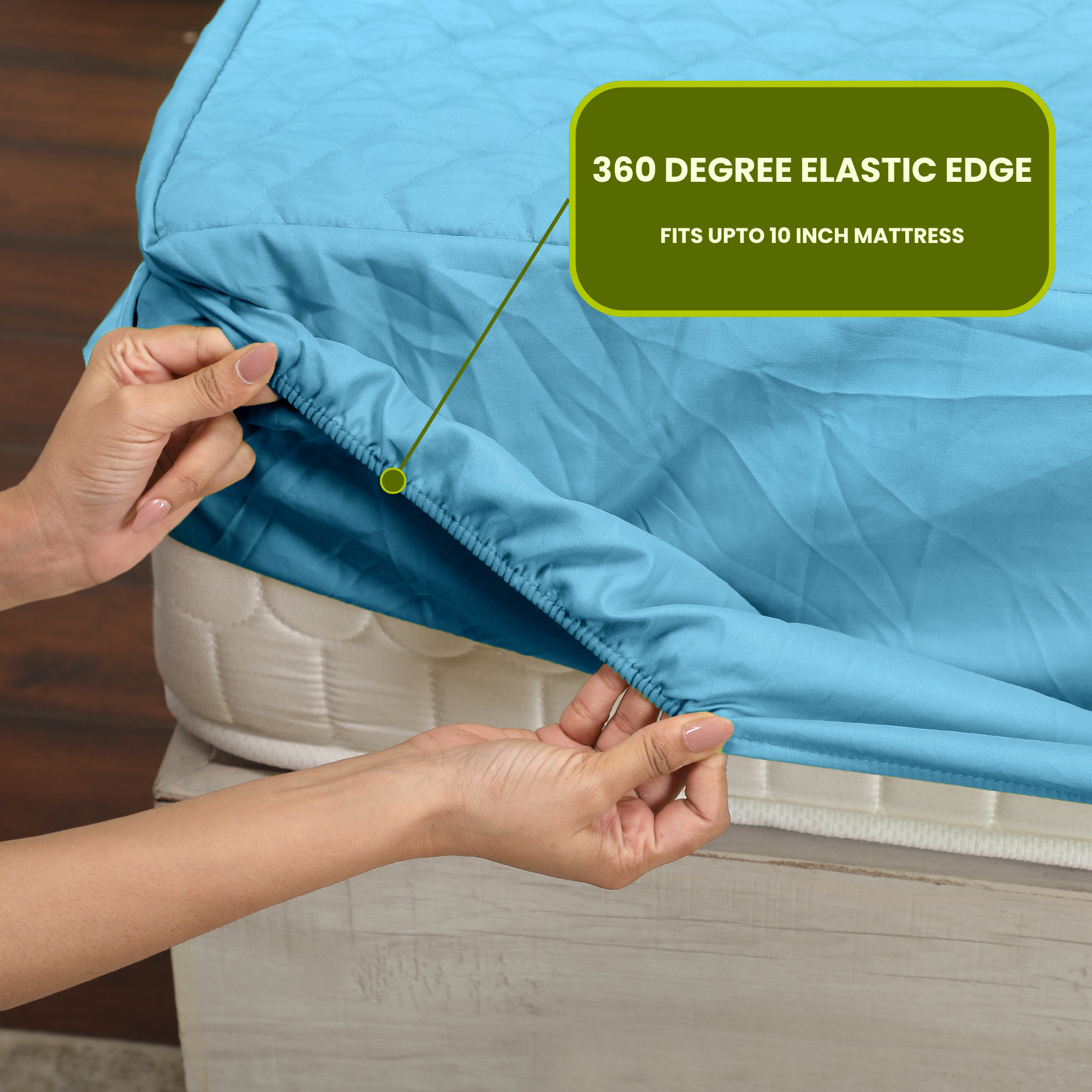 Quilted Sky Blue Mattress Protector 