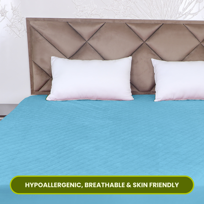 Quilted Sky Blue Mattress Protector 