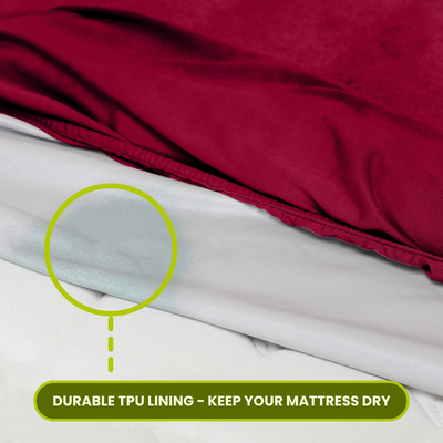 Maroon Terry Cotton Mattress Protector