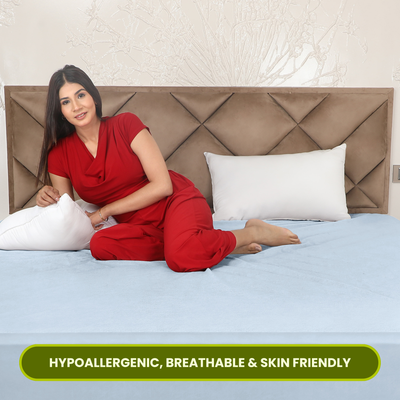 Sky Blue Terry Cotton Mattress Protector