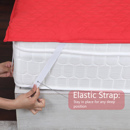 Red Quilted Corner Elastic Mattress Protector