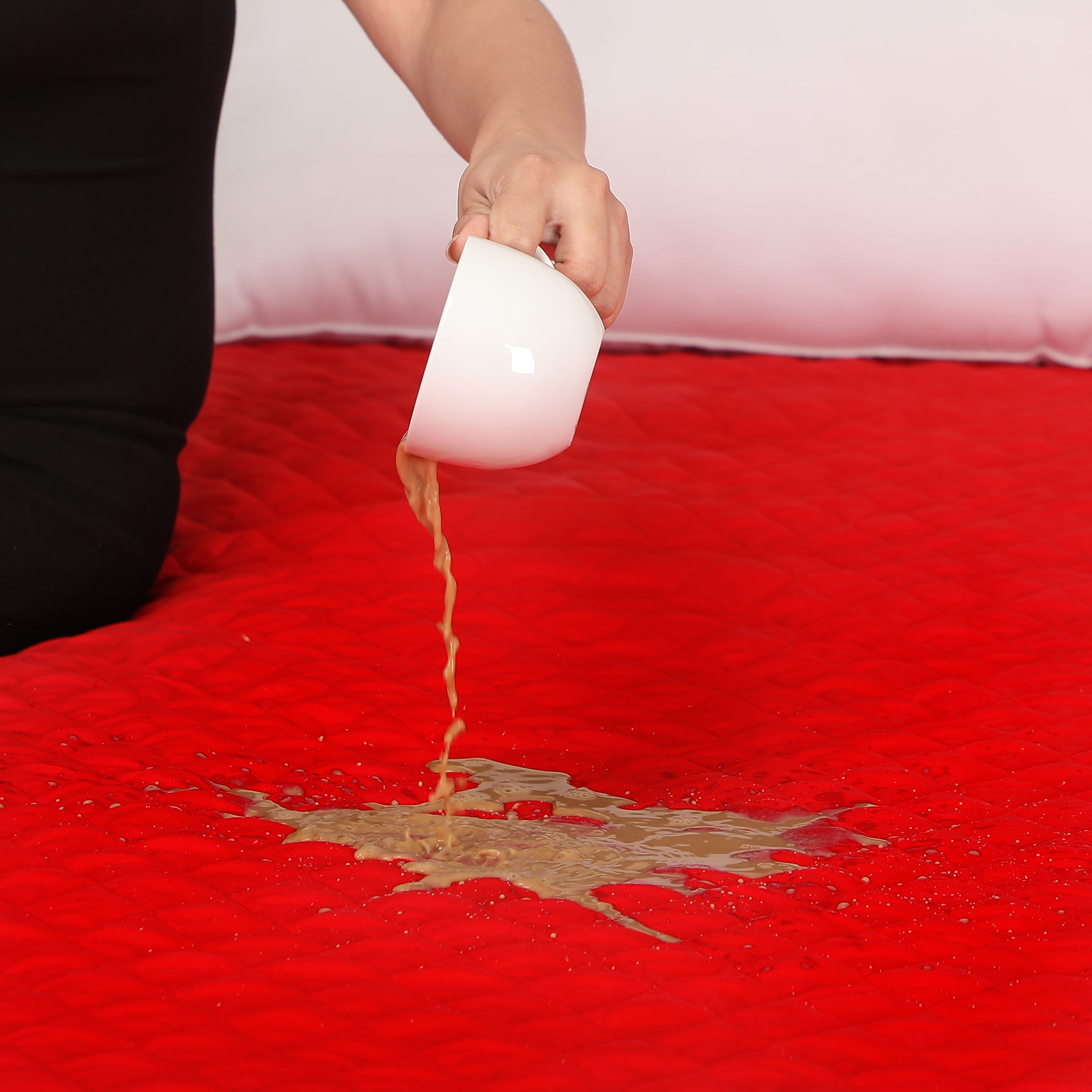 Quilted Red Mattress Protector 