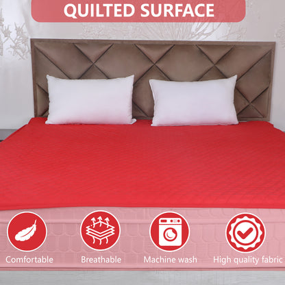 Red Quilted Corner Elastic Mattress Protector