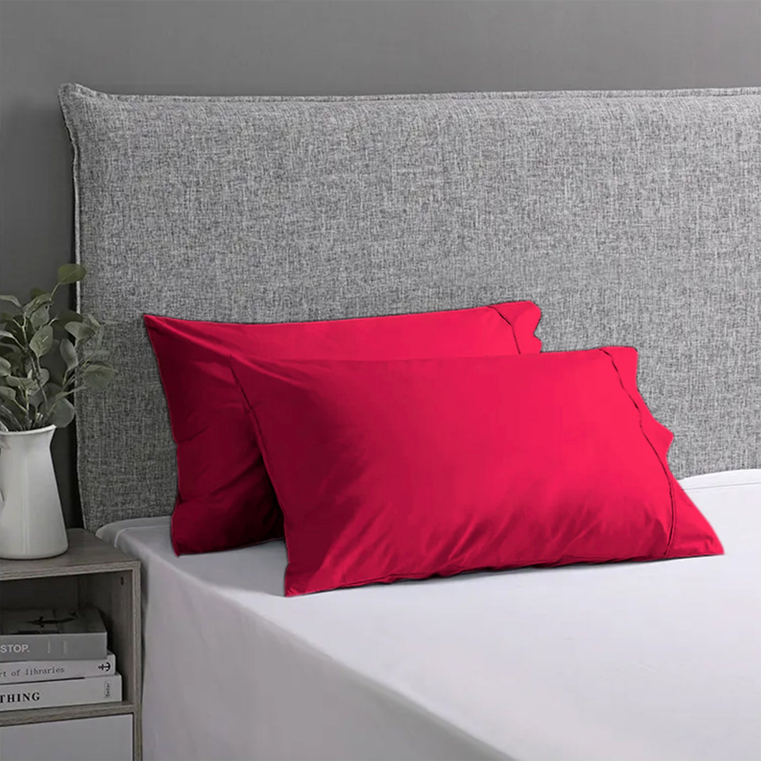 Red Plain Pillow Covers