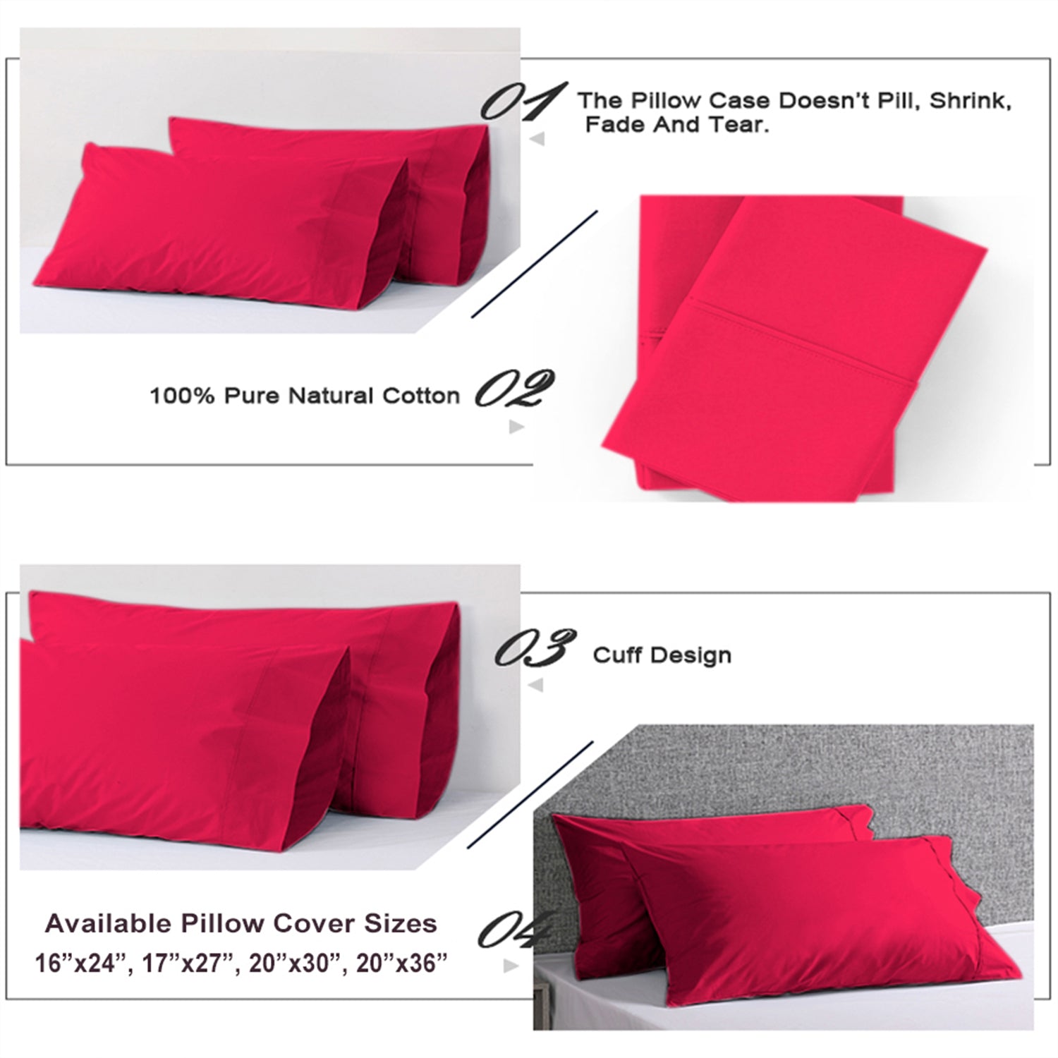 Red Plain Pillow Covers