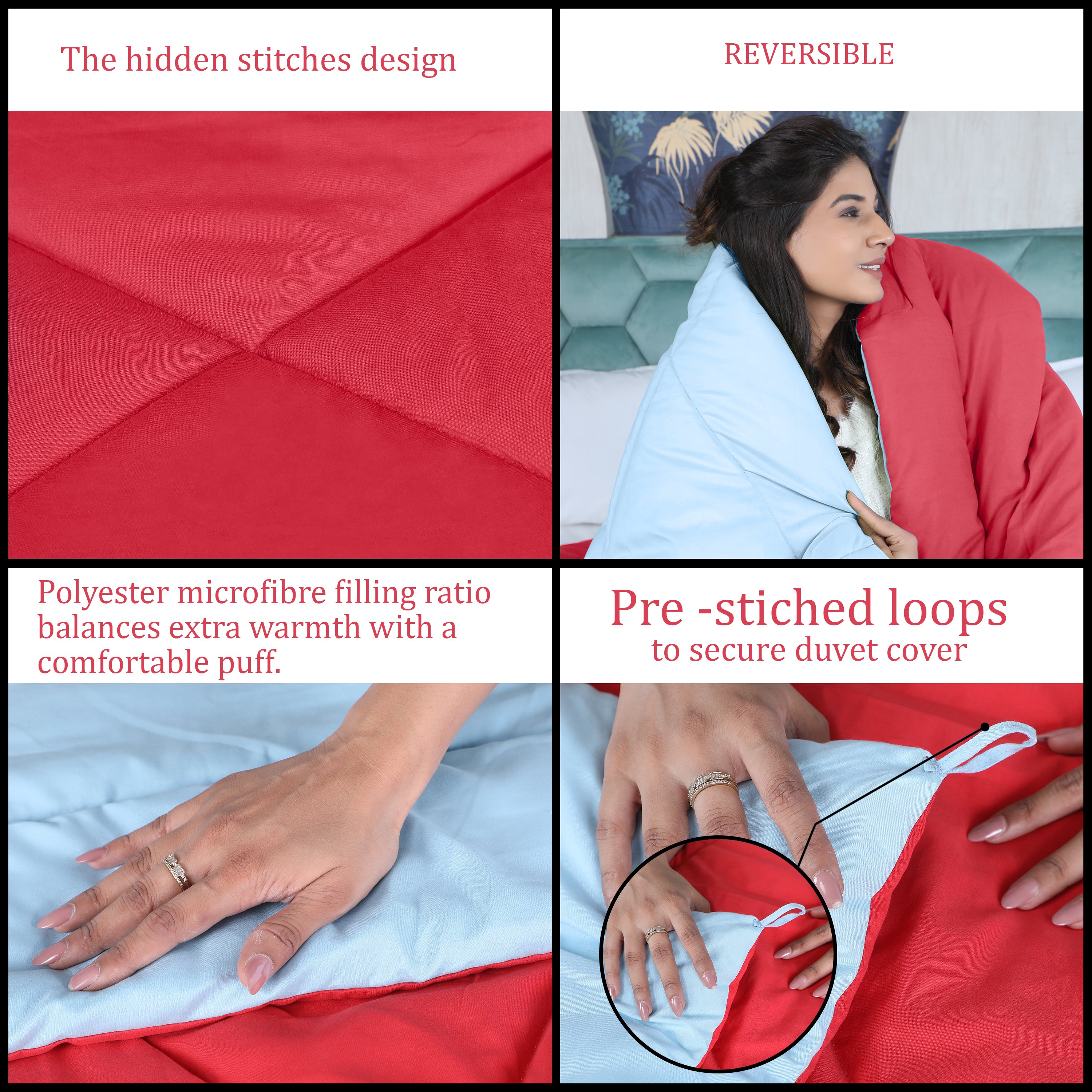 Red & Sky blue Reversable Comforter