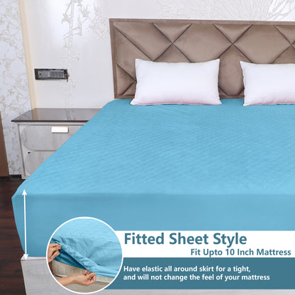 Sky Blue Quilted Fitted Mattress Protector