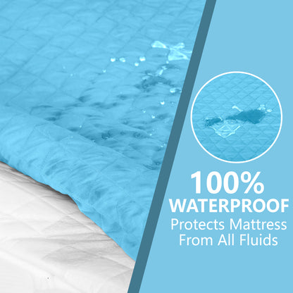 Sky Blue Quilted Fitted Mattress Protector