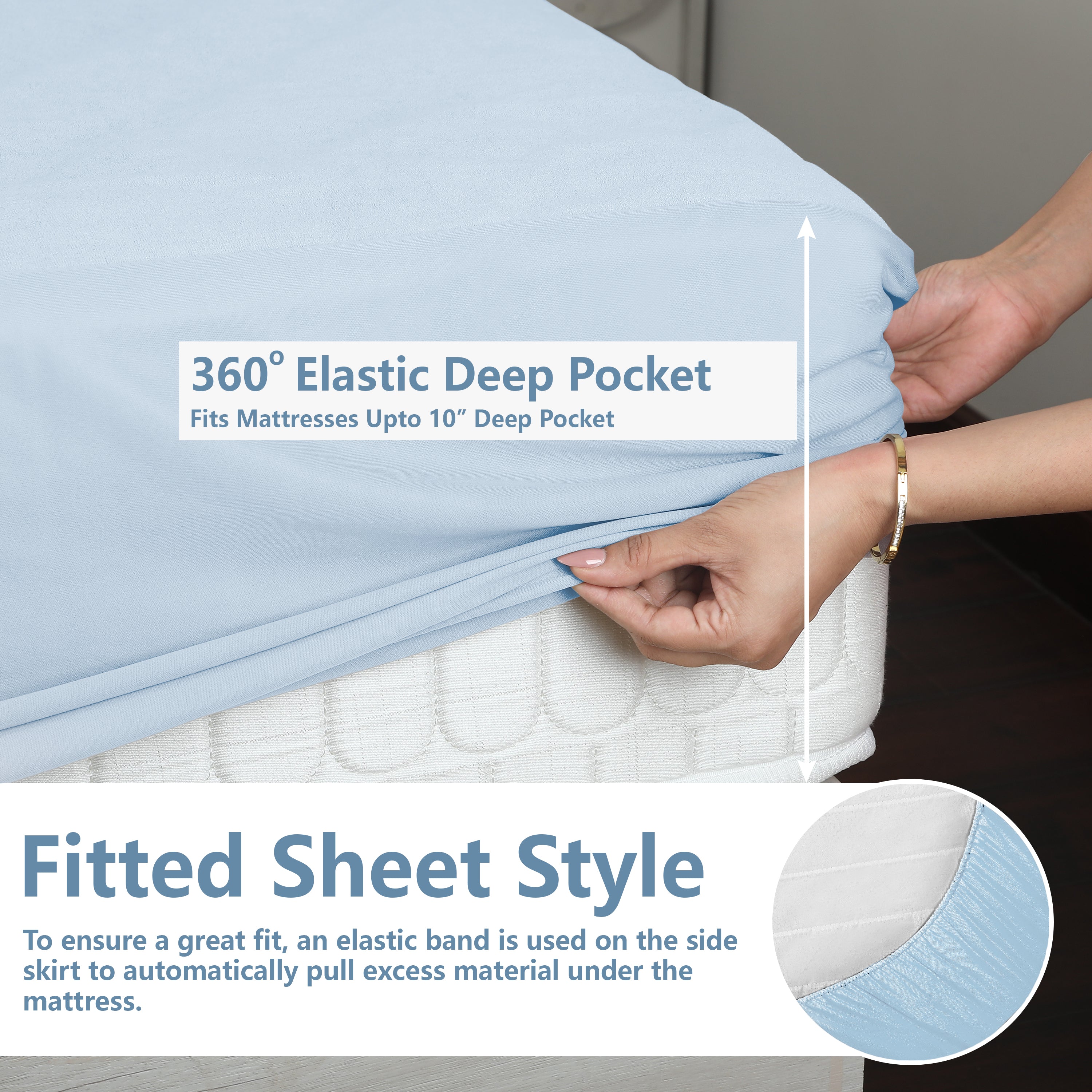 Sky Blue Mattress Protector (Polycotton)