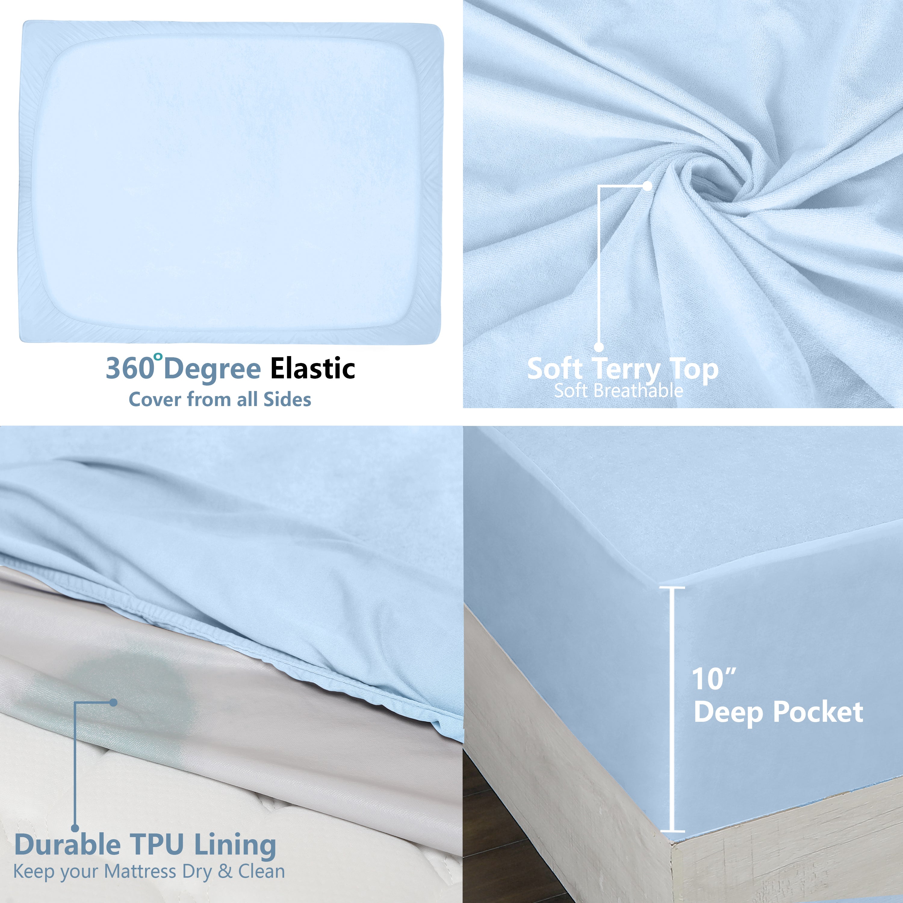 Sky Blue Mattress Protector (Polycotton)