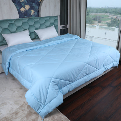 Sky Blue Microfiber Polyester Comforter