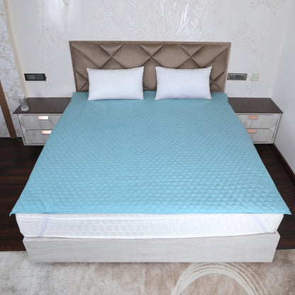 Sky Blue Quilted Corner Elastic Mattress Protector