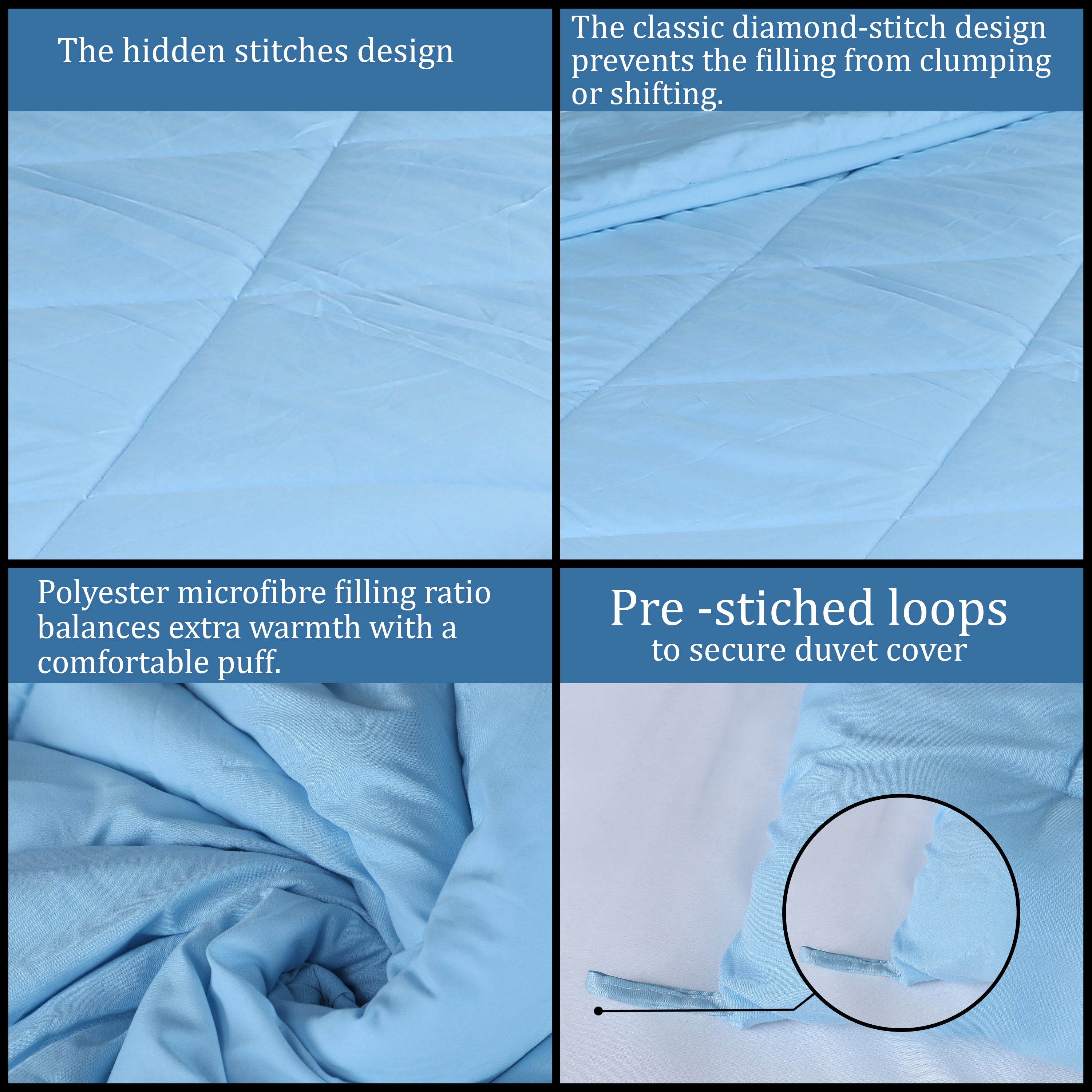 Sky Blue Microfiber Polyester Comforter