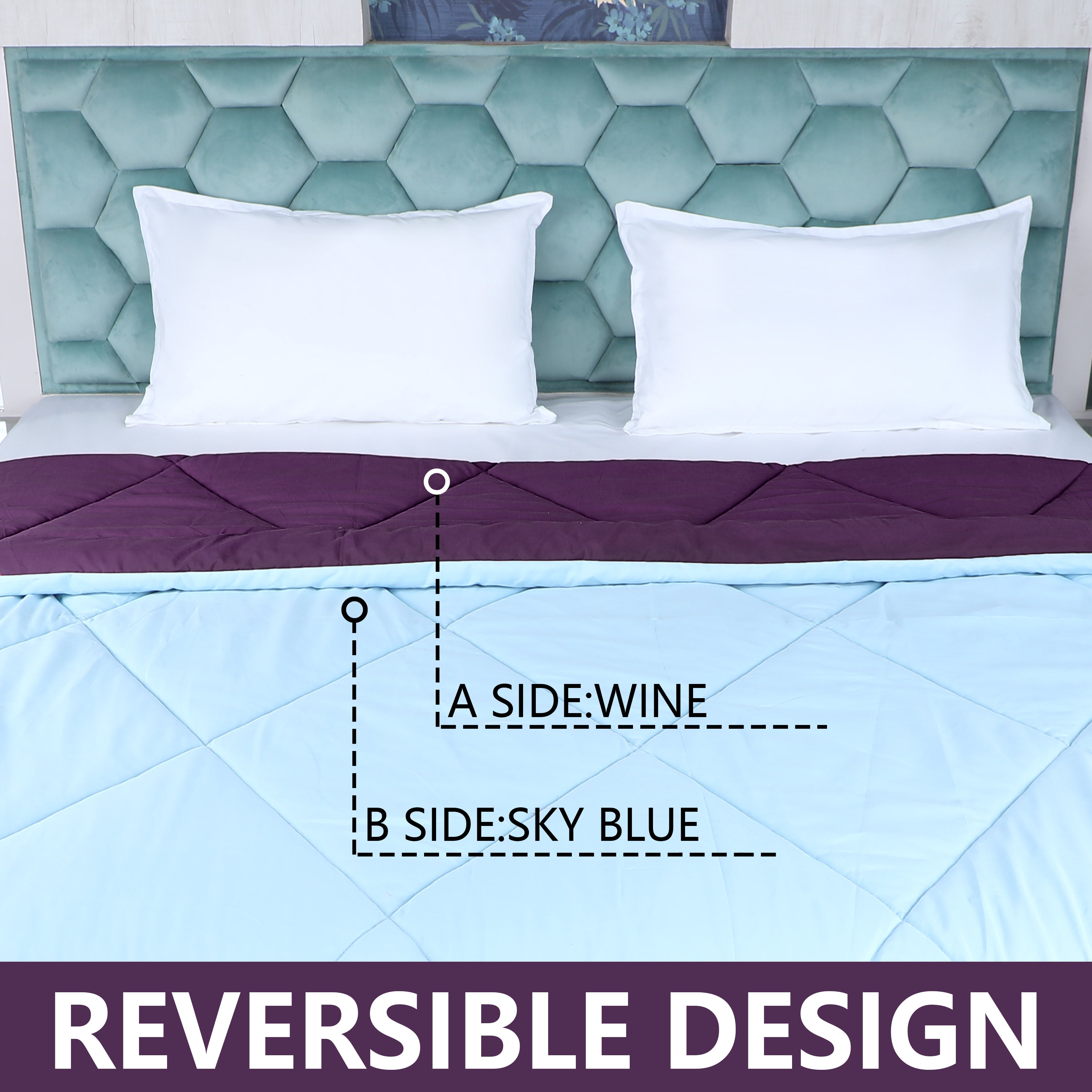 Sky Blue & Wine Reversable Comforter