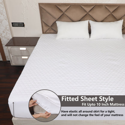 White Quilted Fitted Mattress Protector