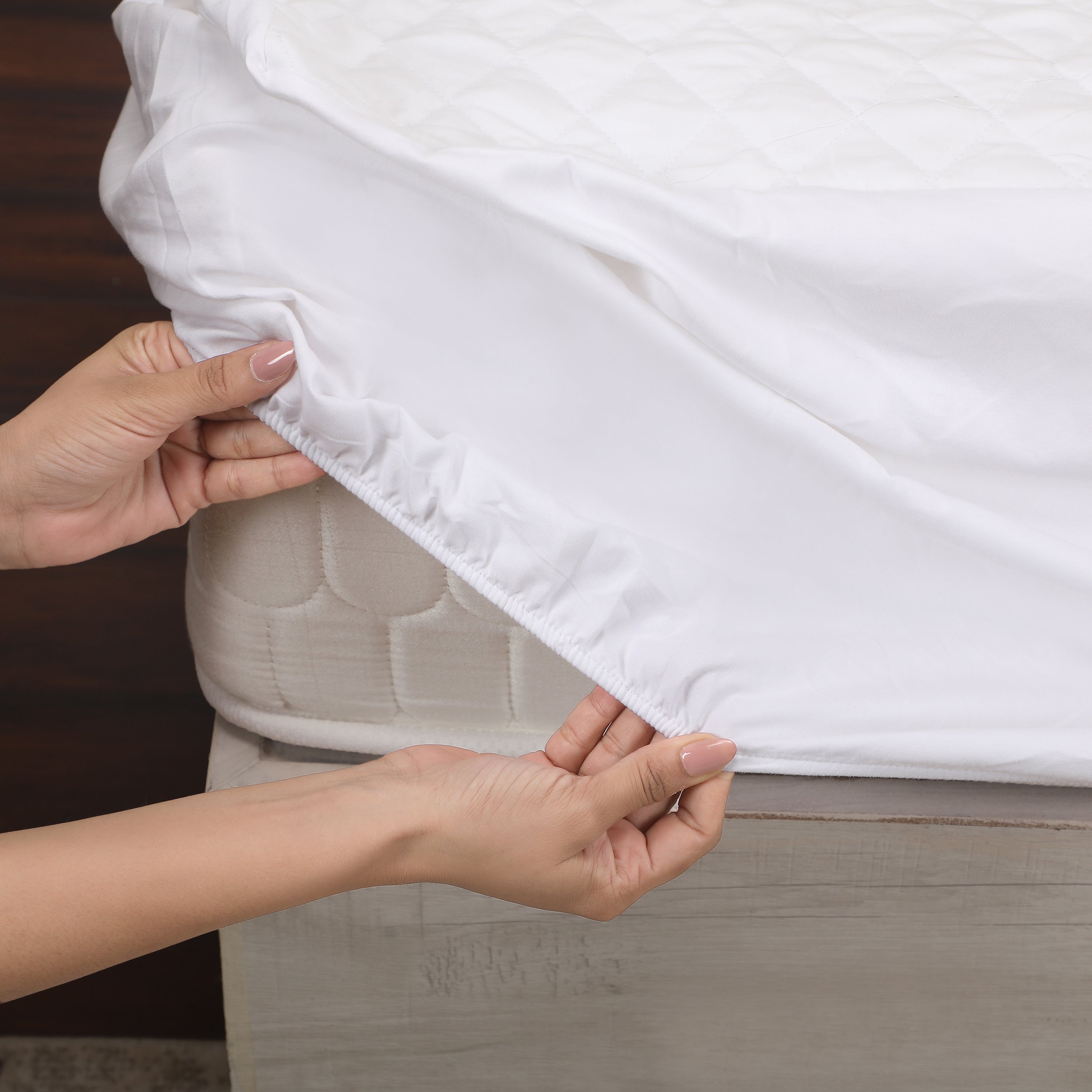 White Quilted Fitted Mattress Protector