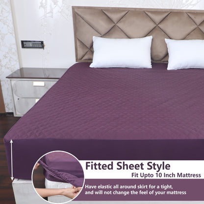 Wine Quilted Fitted Mattress Protector