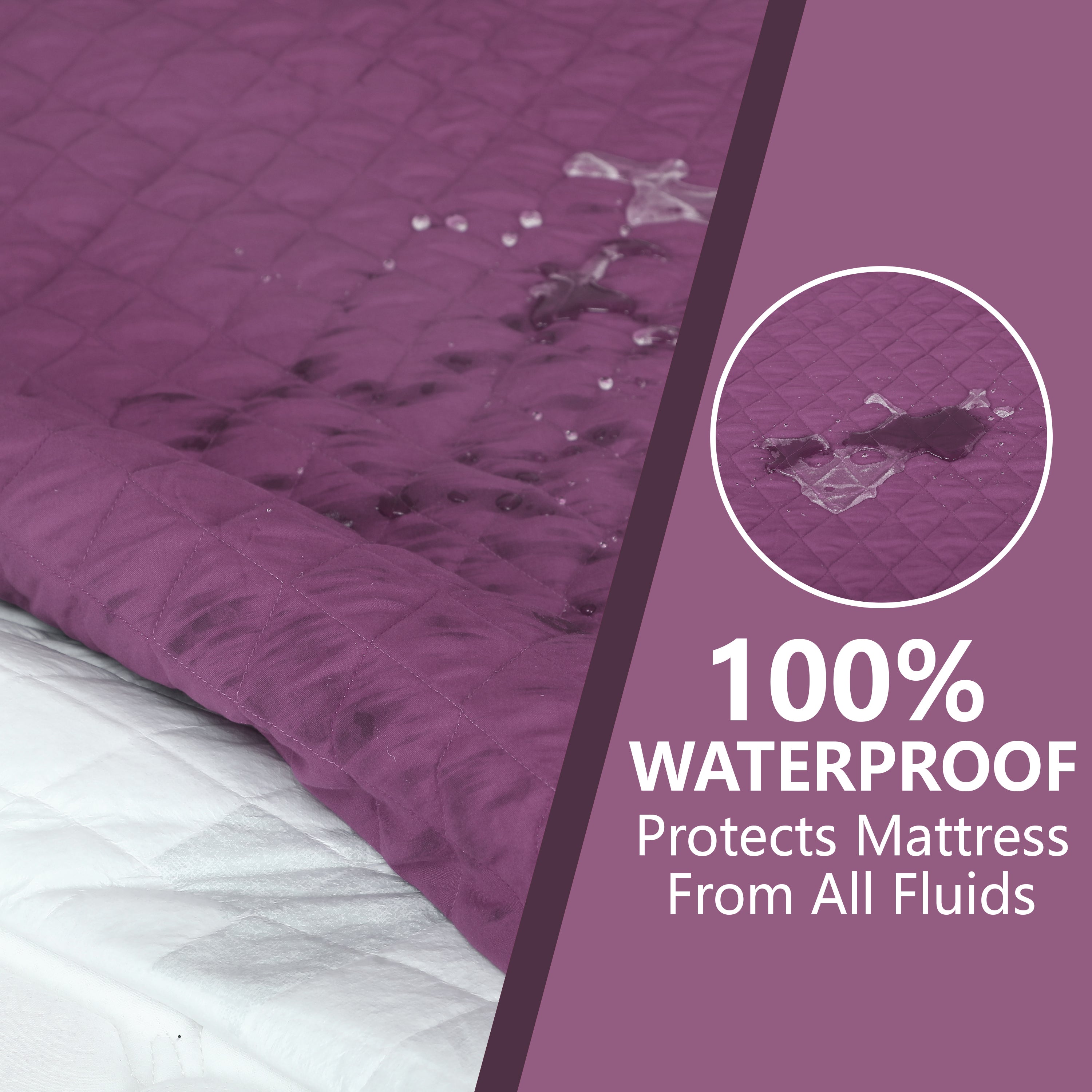 Wine Quilted Fitted Mattress Protector