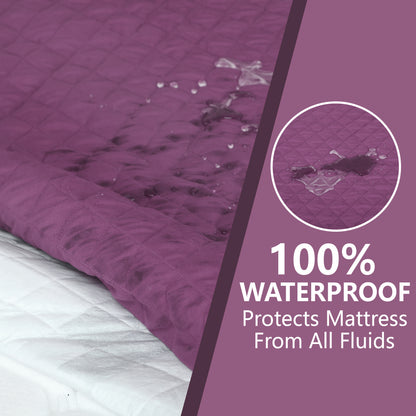 Wine Quilted Fitted Mattress Protector