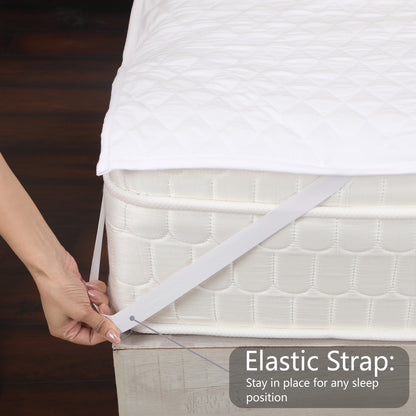 White Quilted Corner Elastic Mattress Protector