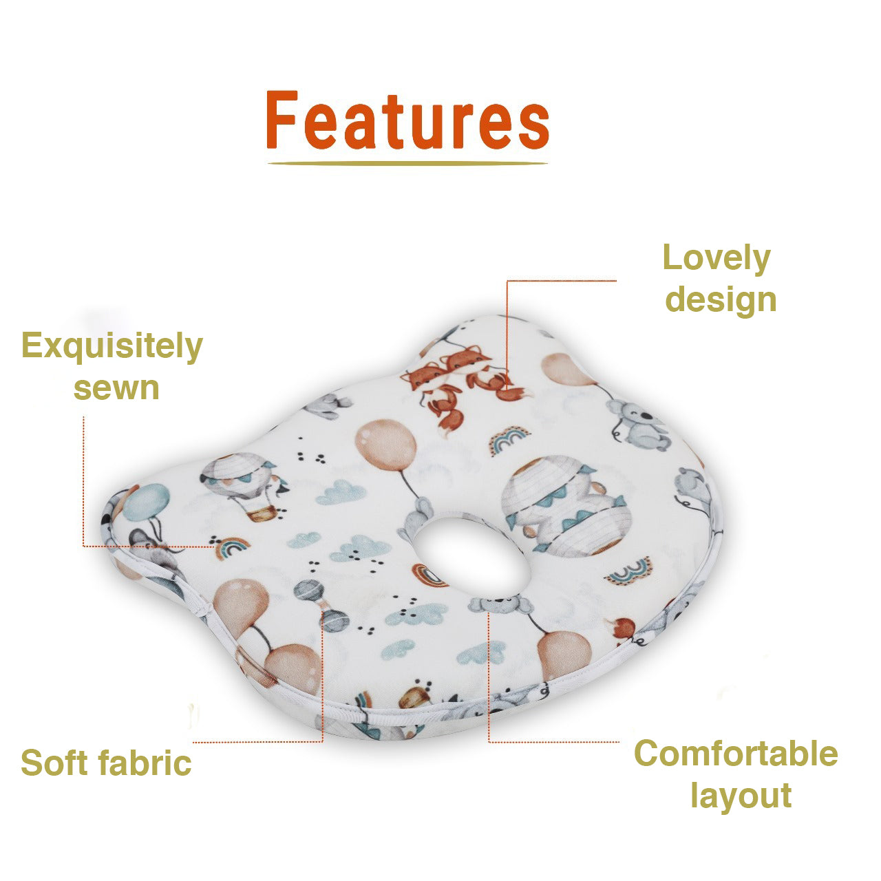 White Memory Foam Head Pillow