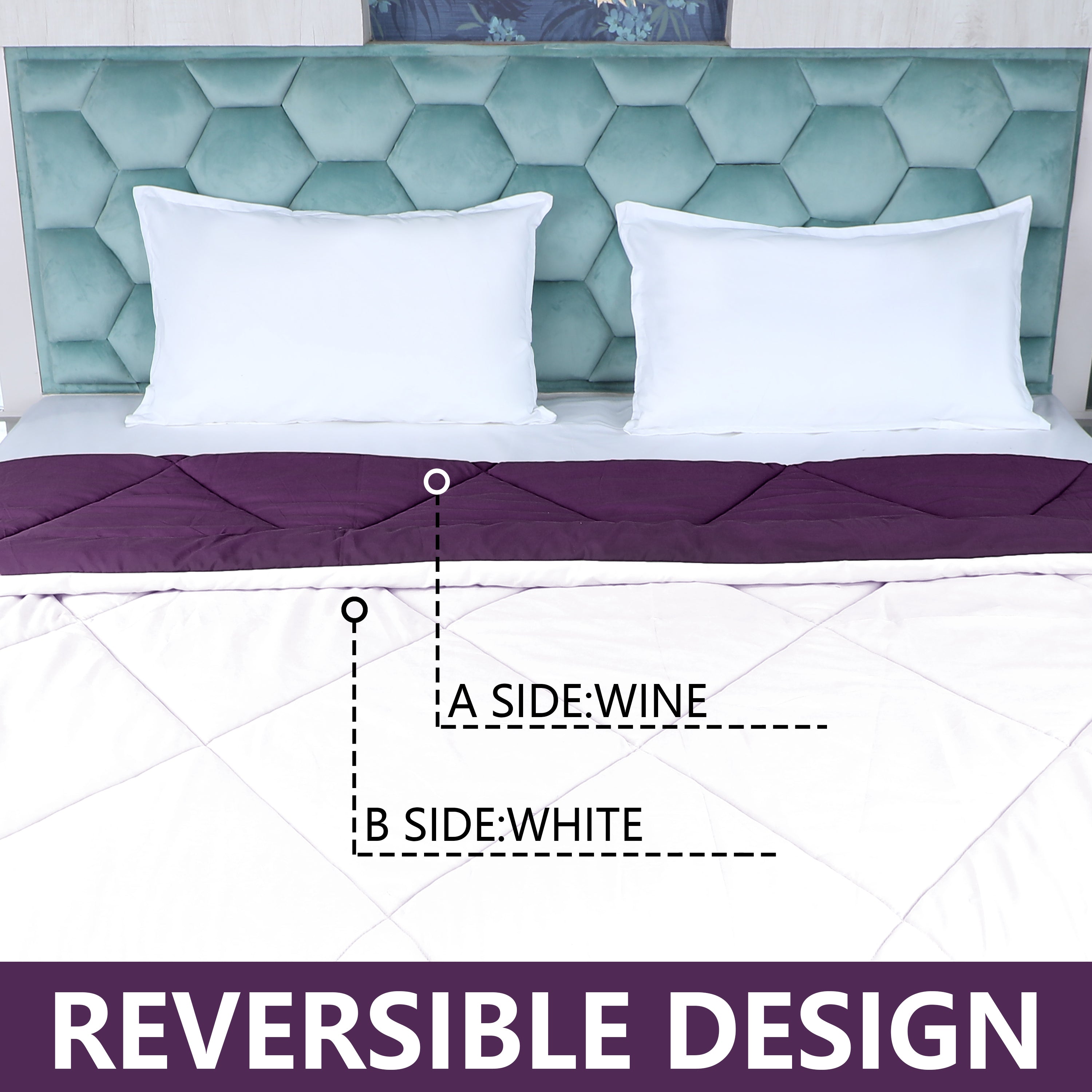 White & Wine Reversable Comforter