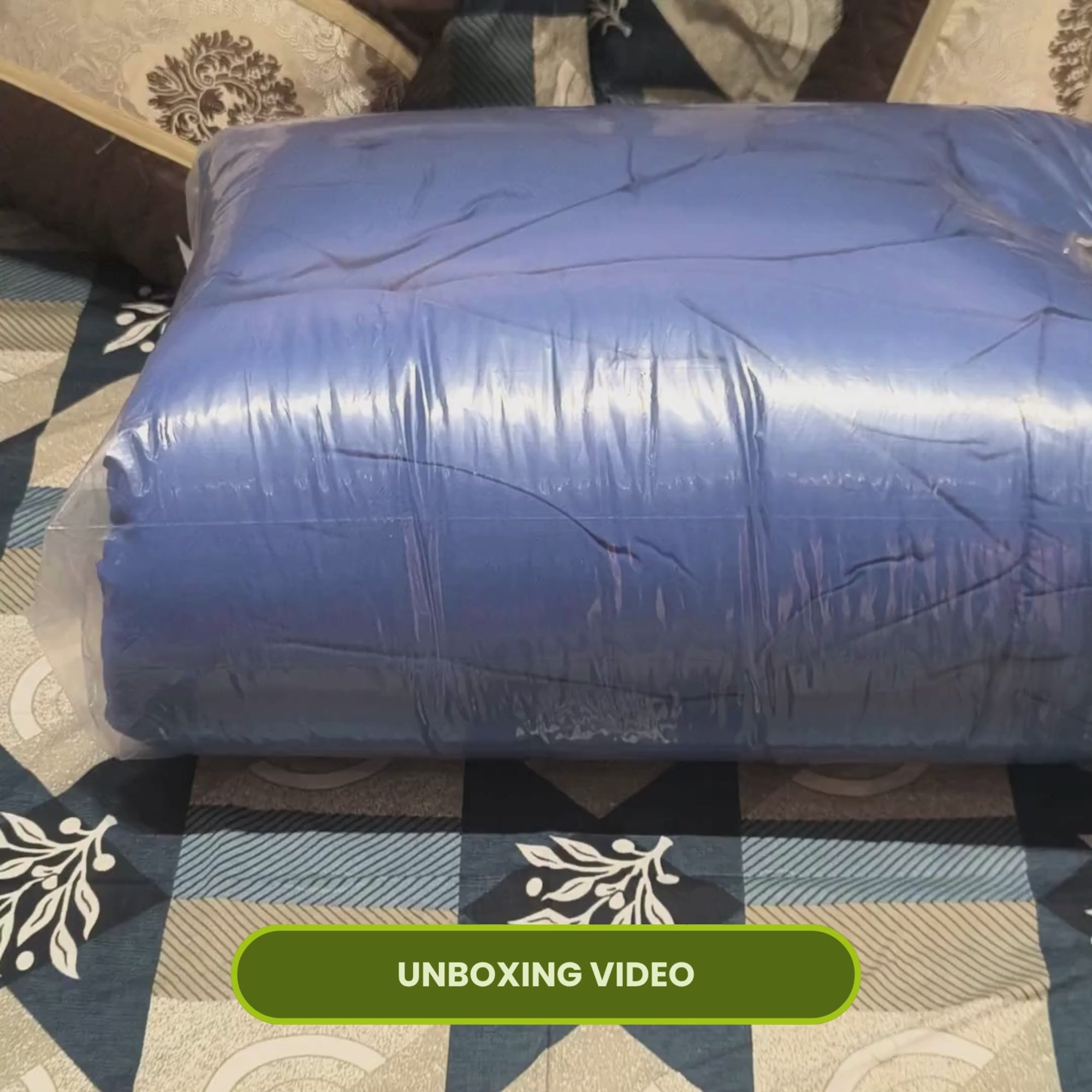 Load video: Black &amp; Blue Reversable Comforter/Duvet